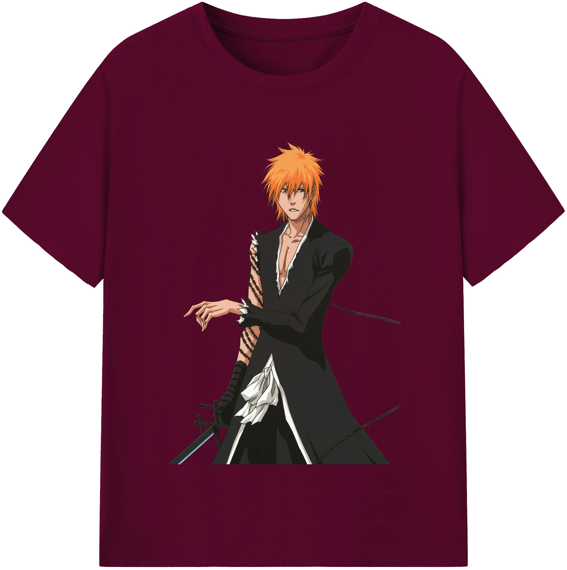 （画像用） ブリーチ 黒崎一護（くろさき いちご）BLEACH Kurosaki Ichigo レディースカジュアルプリントTシャツ（綿100％）